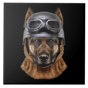 German Shepherd Dog Helmet Gift For Biker In Motor Tile