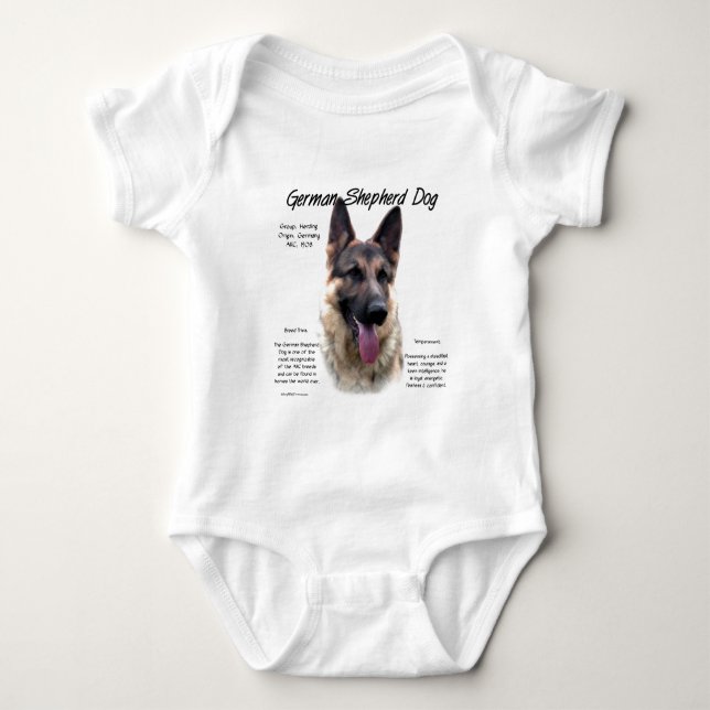German Shepherd Dog History Design Baby Bodysuit (Front)