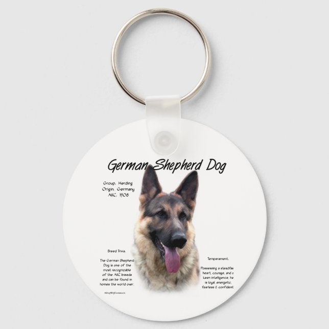 German Shepherd Dog History Design Key Ring (Front)