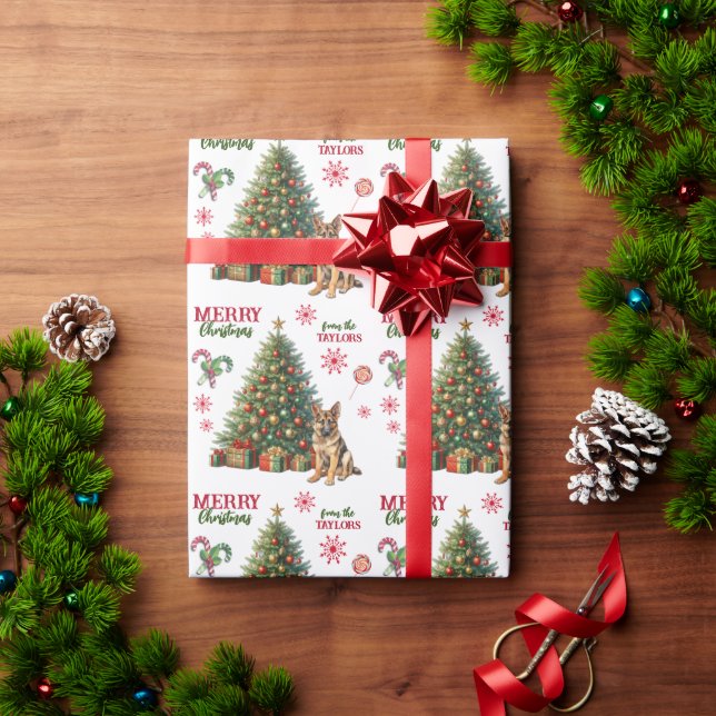 German Shepherd Dog Holiday Tree Wrapping Paper (Holiday Gift)