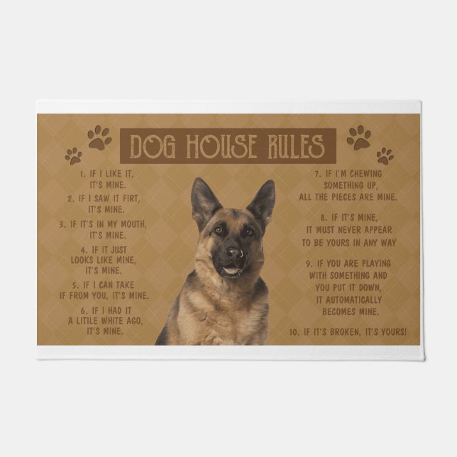 German Shepherd Dog House Rules, If It Broken, It’ Doormat (Front)