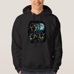 German shepherd dog howling at the moon hoodie