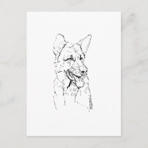 German Shepherd, Dog Illustration Personalised Postcard
