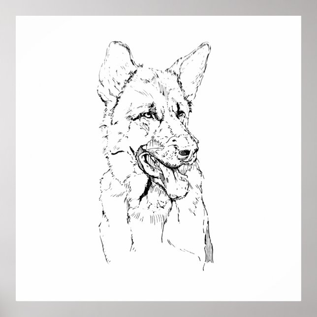 German Shepherd, Dog Illustration Personalized Poster (Front)