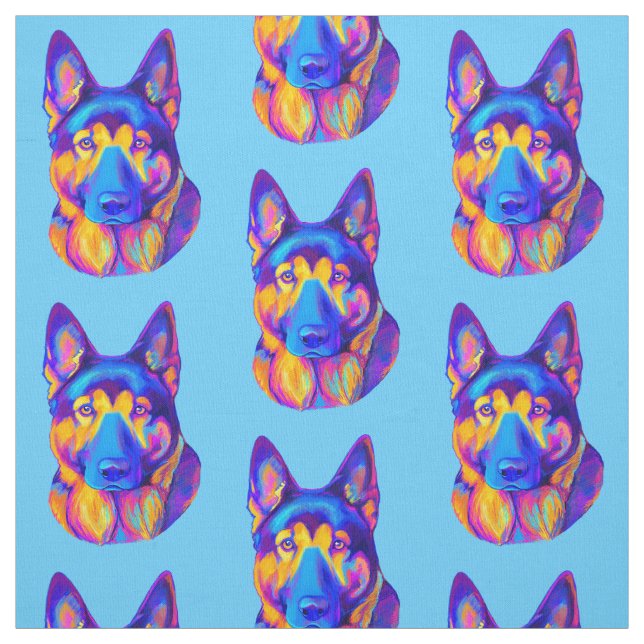 German Shepherd Dog in Colours Fabric (Swatch)