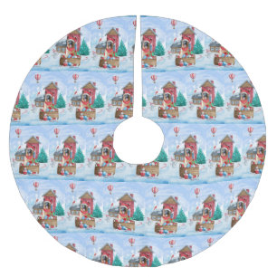 German Shepherd Dog In snow Christmas Dog House Brushed Polyester Tree Skirt