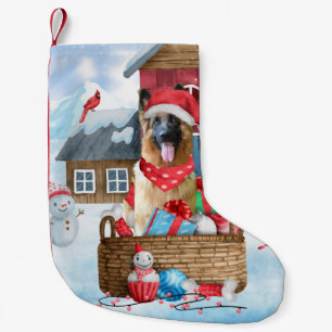 German Shepherd Dog In snow Christmas Dog House Small Christmas Stocking