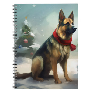 German Shepherd Dog in Snow Christmas Notebook