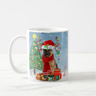German Shepherd Dog in Snow with Christmas Gifts Coffee Mug