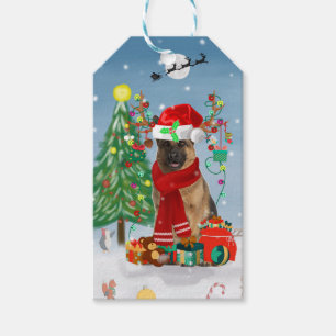 German Shepherd Dog in Snow with Christmas Gifts Gift Tags