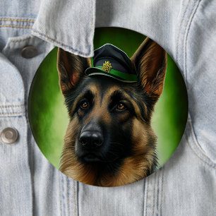 German Shepherd Dog in St. Patrick's Day Dress 6 Cm Round Badge