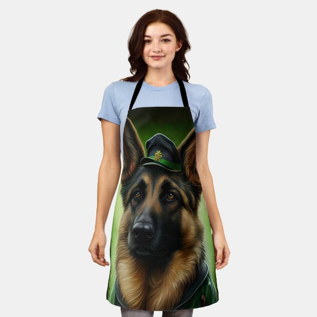 German Shepherd Dog in St. Patrick's Day Dress Apron (Worn)