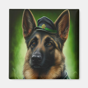 German Shepherd Dog in St. Patrick's Day Dress Magnet