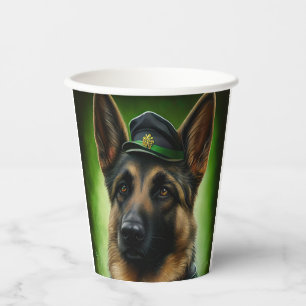 German Shepherd Dog in St. Patrick's Day Dress Paper Cups