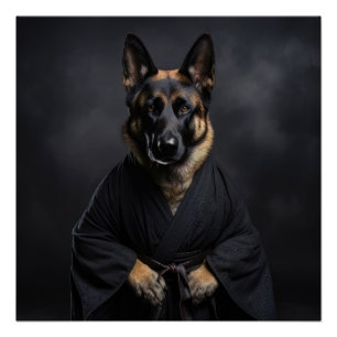 German Shepherd dog, karate, kung fu, martial arts Poster