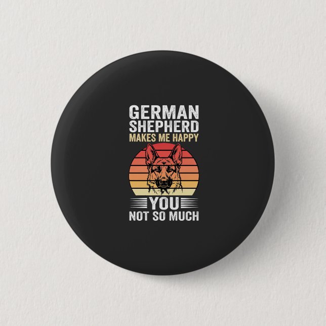 German Shepherd Dog Lover Funny Retro 6 Cm Round Badge (Front)
