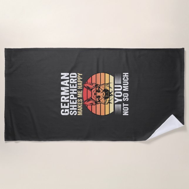 German Shepherd Dog Lover Funny Retro Beach Towel (Front)