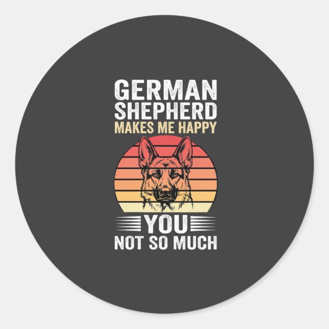 German Shepherd Dog Lover Funny Retro Classic Round Sticker (Front)