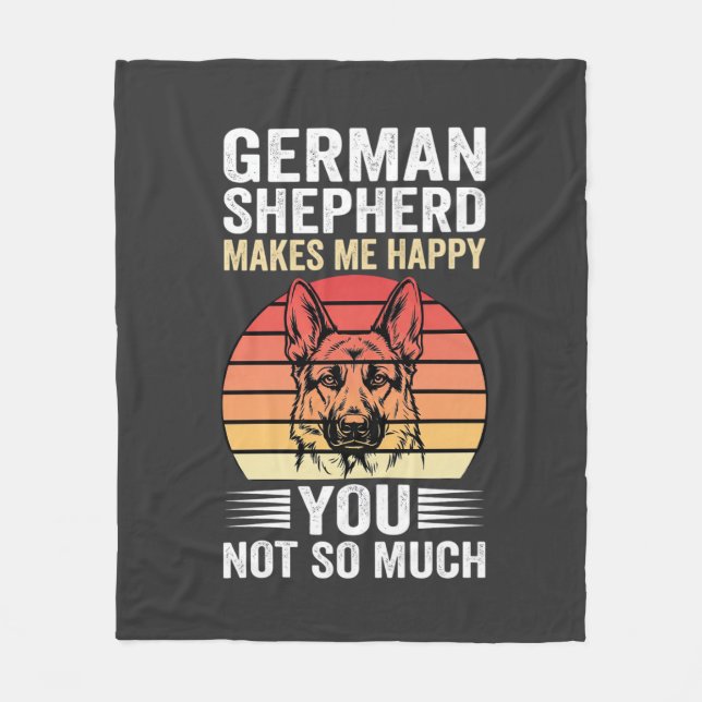 German Shepherd Dog Lover Funny Retro Fleece Blanket (Front)