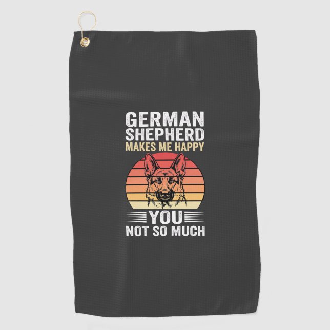German Shepherd Dog Lover Funny Retro Golf Towel (Front)