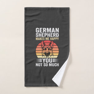 German Shepherd Dog Lover Funny Retro Hand Towel