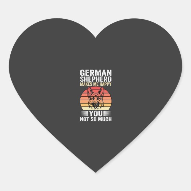 German Shepherd Dog Lover Funny Retro Heart Sticker (Front)