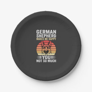 German Shepherd Dog Lover Funny Retro Paper Plate