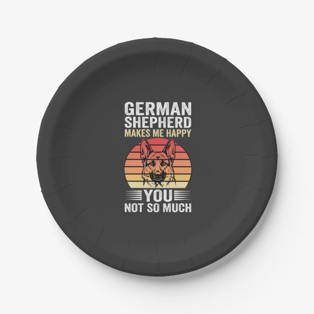 German Shepherd Dog Lover Funny Retro Paper Plate (Front)