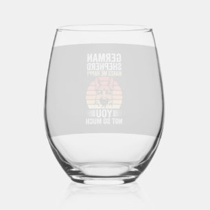 German Shepherd Dog Lover Funny Retro Stemless Wine Glass