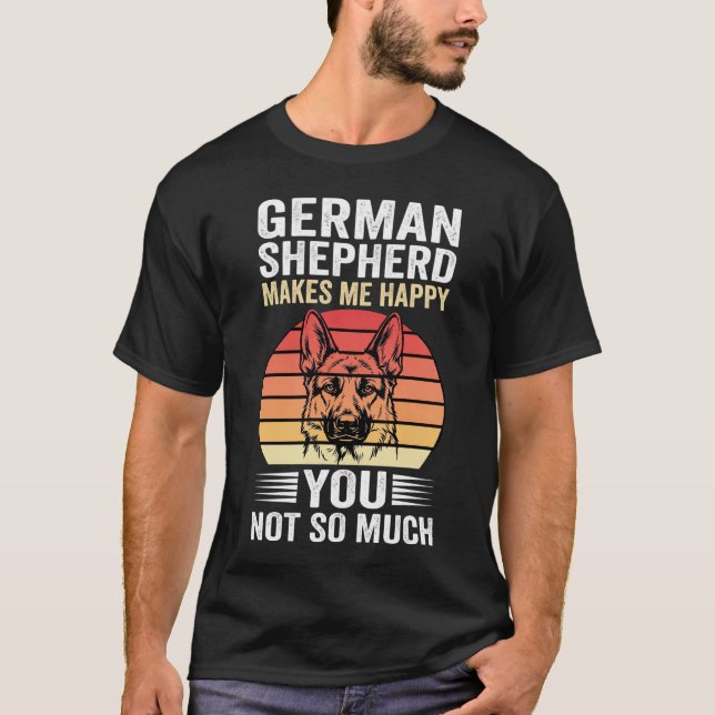 German Shepherd Dog Lover Funny Retro T-Shirt (Front)