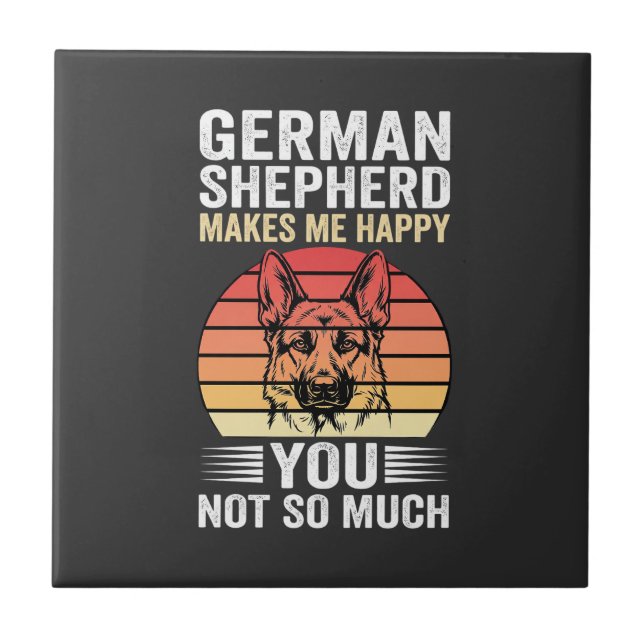 German Shepherd Dog Lover Funny Retro Tile (Front)