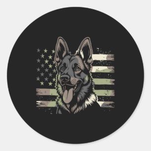 German Shepherd Dog Lover USA American Flag 4th Of Classic Round Sticker