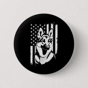 German Shepherd Dog Lover USA American Flag   6 Cm Round Badge