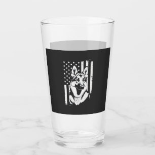 German Shepherd Dog Lover USA American Flag Glass