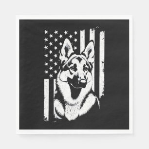 German Shepherd Dog Lover USA American Flag Napkin