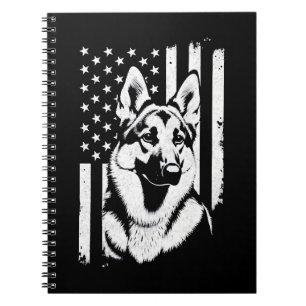 German Shepherd Dog Lover USA American Flag Notebook