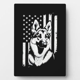 German Shepherd Dog Lover USA American Flag   Plaque