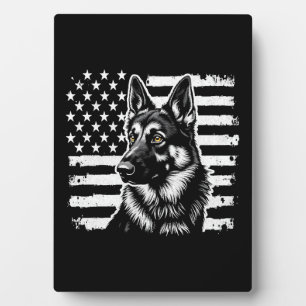 German Shepherd Dog Lover USA American Flag  Plaque