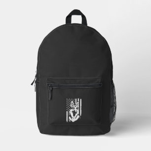 German Shepherd Dog Lover USA American Flag Printed Backpack