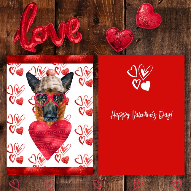 German Shepherd Dog Lover Valentine Gift Holiday Card (Creator Uploaded)