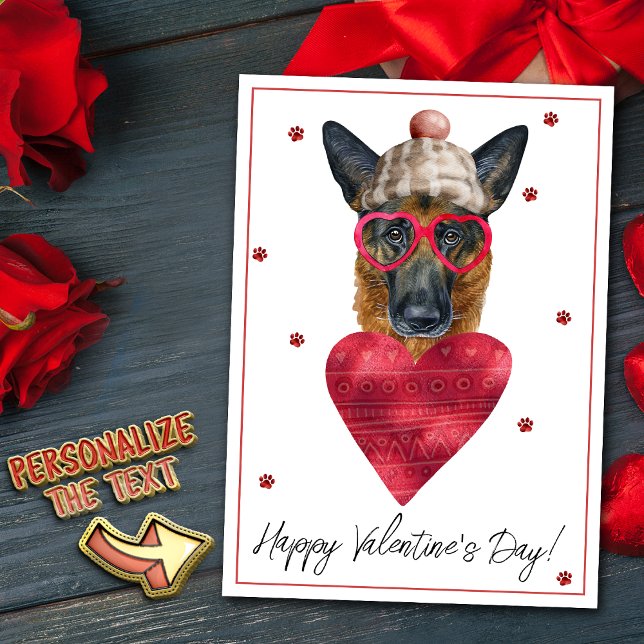 German Shepherd Dog Lover Valentine Gift Holiday Card (Creator Uploaded)