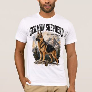 German Shepherd Dog Lover Vintage Mountain Wildern T-Shirt