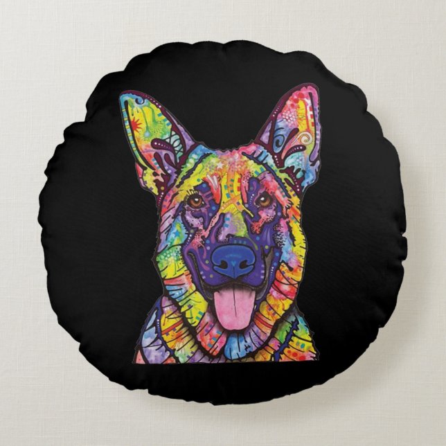 German Shepherd Dog Lovers Round Cushion (Front)