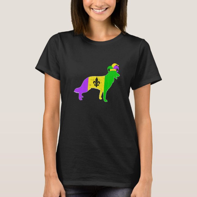 German Shepherd Dog Mardi Gras Carnivals Funny Pup T-Shirt (Front)