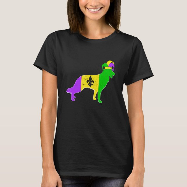 German Shepherd Dog Mardi Gras Carnivals Funny Pup T-Shirt (Front)