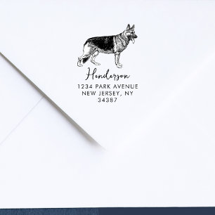 German Shepherd Dog Modern Return Address Rubber Stamp