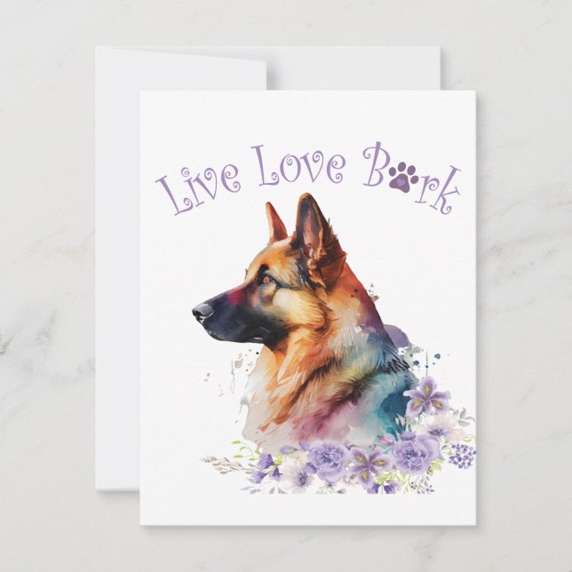 German Shepherd Dog Mum Floral Card (Front)