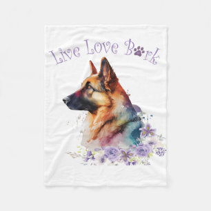 German Shepherd Dog Mum Floral Fleece Blanket