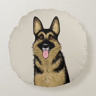 German Shepherd Dog   Original Animal Art Round Cushion