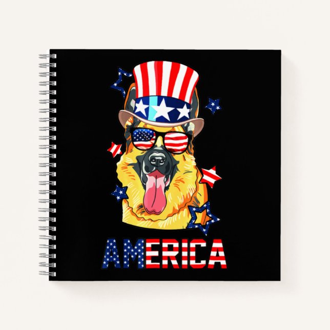 German Shepherd Dog Owner 4Th Of July Notebook (Front)